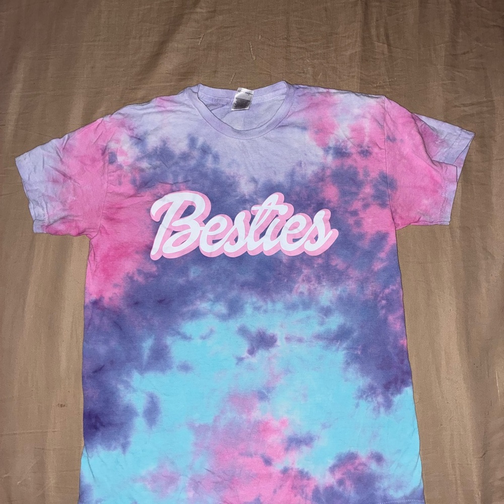 Vibrant Tie-Dye 'Besties' Women's Tee - Pink, Purple, Blue
